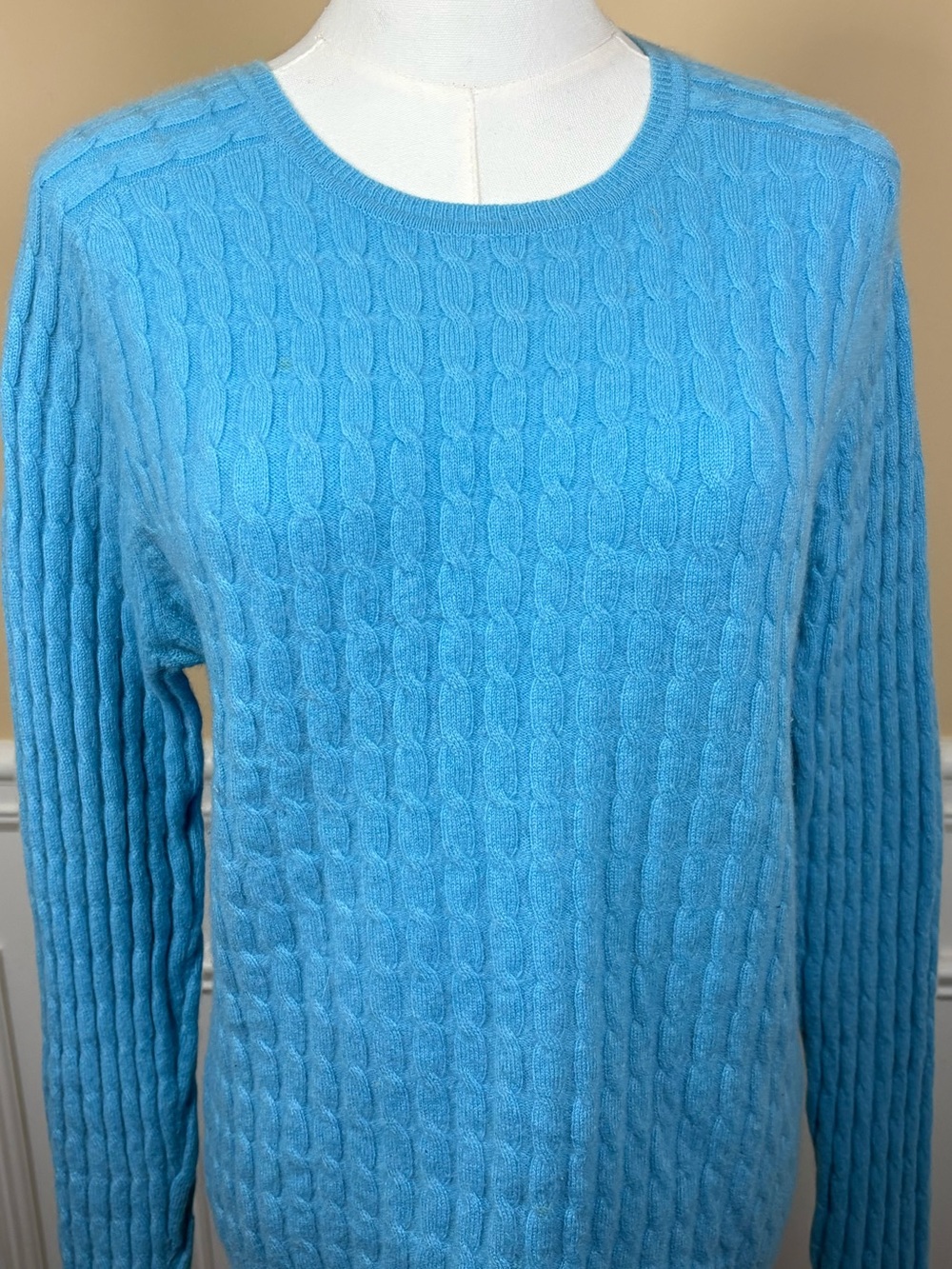 💙 Valerie Stevens 2-Ply 100% Cashmere Cable Knit Sweater XL